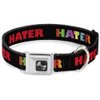 Buckle-Down Seatbelt Buckle Dog Collar - Hater Black/Red/Rainbow Fade - 1" Wide - Fits 11-17" Neck - Medium