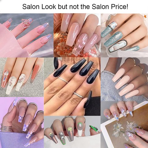 500Pcs Coffin Nail Tips Ballerina Full Cover Clear Nails for Acrylic False Nail Tips, 10 Sizes