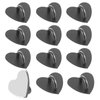 Amabro 12PCS Phone Holder Heart Phone Ring, Self-Adhesive Cell Phone Hook Cell Phone Charm Hook for Cell Phone Tablet DIY Accessories (Heart Shaped Black)