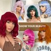 LOSMOEER Dark Green Wig with Bangs Short Wavy Wigs for Women Shoulder Length Curly Bob Wigs Heat Resistant Synthetic Wigs for Halloween Cosplay Daily Party Use