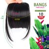 LEEONS Clips in Hair Bangs Fringe Hair Extensions Clip On Bang Straight Hairpieces False Short Flat Two Side Dark Brown(6inch, 2/30#)