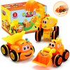 Toys for a 2 Year Old Boy - 3 Friction Powered Trucks for 2+ Year Old Boys, Push & Go Cars Cartoon Construction Vehicle Set - Toddler Boys Toys & Toy Trucks, Play Pull Back Car