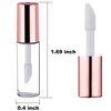 25 Pack Empty Lip Gloss Tubes Containers, Clear Mini Refillable Lip Balm Bottles with Rubber Inserts and Transfer Pipettes for Lip Samples Travel Split Charging DIY Makeup (1.2 ML, Rose Gold)