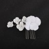 Teyglen Flower Bride Wedding Hair Comb Bridal Flower Hair Piece Floral Headpieces for Bride White Flower Hair Comb Clip Wedding Hair Accessories for Women Bridesmaid Flower Girl (Silver)