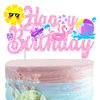 Pool Party Birthday Cake Topper Summer Pool Birthday Party Decorations Pink Glitter Summer Beach Happy Birthday Cake Topper Decorations for Boys Girls Summer Holiday Birthday Party Favor Supplies