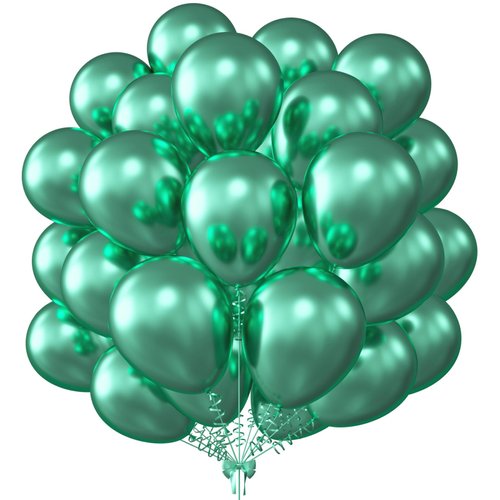 KALOR 10 Inch Metallic Green Balloons, 100 Pcs Latex Helium Metallic Balloons for Kid's Birthday Party Baby Shower Wedding Graduation Graduation Party Decorations