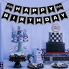 Racing Happy Birthday Banner Red Black Race Car Birthday Banner for Race Car Birthday Party Decorations Supplies