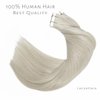Lacer Tape in Hair Extensions Silky Straight Silver Grey Adhesive Tape in Hair Extensions 100 Percent Remy Human Hair Soft Glue in Brazilian Hair Extensions 20 Pcs 50 Grams 22 Inch