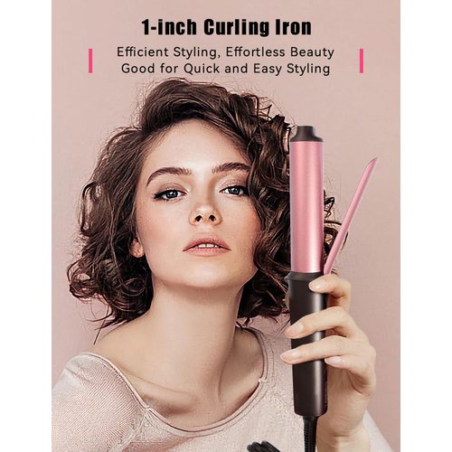 LANDOT Mini Curling Iron Hair Curler: 1 Inch Small Curling Wand for Short Hair - Ceramic Dual Voltage Travel Size Curling Iron with Adjustable Temperature