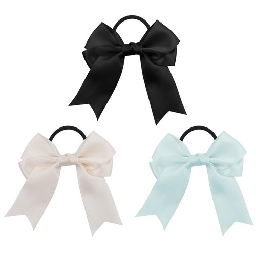 Satin Bow Hair Ties Elastic Bowknot Scrunchies Cute Hair Bands for Women Girls Ponytail Holder Ha...