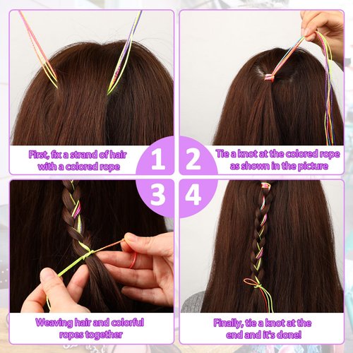 Qianyu 30 Pieces Colorful Hair Wrap String For Braids Assorted Gradient Hair Rope Band Multi Rainbow Braiding Hair Tie for Women Girls DIY Ponytail Braids Fashionable Hair Styling Accessories(Style 1)