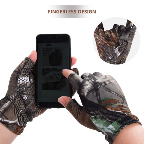 EAmber Camouflage Hunting Gloves Fingerless Gloves Pro Anti-Slip Sun Protection Lightweight Fishing Archery Accessories Hunting Outdoors