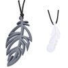Teething Necklaces,Chew Necklace for Sensory Kids Adults,Baby Teether Toys with String,Soft Silicone Leaf Feather Teethers,Adjustable,2 pcs