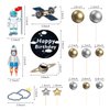 22 Pcs Space Cake Topper,Outer Space Cupcake Toppers Astronaut Figurine Decorations Birthday Space Themed Party Supplies Planet Rocket Pearl Balls and Star DIY Cake Toppers for Kids Party Baby Shower