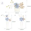 Bridal Hair Combs, 5PCS Wedding Hair Comb Set Crystal Flower Hair Clips Bride Bridesmaid Hair Sides Comb Rhinestone Barrettes, Pearl Flower Hair Pins Hair Accessories for Women Girls (Light Blue)