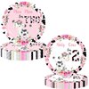 80 Pcs Holy Cow I'm Two Girls Birthday Decorations Moo Moo I'm Two Paper Dinner Plates Napkins Forks Dinnerware for Farm Animals Cow Themed Girls 2nd Birthday Party Supplies