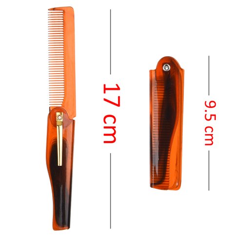 Kare & Kind Folding Pocket Comb for Men - 4 Pc Fine Tooth Comb (2 Brown and 2 Black Set) - For Styling Hair, Mustache, Beard - Men's Grooming - Ideal Gift