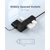 Power Strip Surge Protector, 9 Widely Spaced Outlets with 3 USB Ports, 3 Side Outlet Extender with 6.5 Ft Extension Cord, 1050 Joules, Flat Plug, Wall Mount Charging Station for Home Office Dorm Black