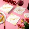 Geelin 180 Pieces Cheers Napkins Gold Cocktail Napkins Beverage Paper Napkins Disposable Bar Napkins for Wedding Reception Anniversary Birthday party Decorations, 5 x 5 Inch(Simple)