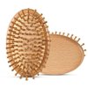 Brown Bamboo Brush for Hair Growth, Bamboo Hair Brush Massager Mini Bristles Natural Wooden Scalp Brush Detangling Hairbrush for Women, No Handle Design, Round Wood Brush Styling Tools and Appliances