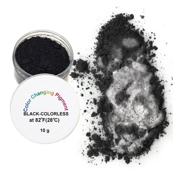 Temperature Activated Thermochromic Powder Pigment Black Changing to COLORLESS (Translucent White) at 82F/28C Perfect for Color Changing Masks Secret Message Reveals Resin Nail Art
