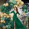 Amandir 153pcs Green and Gold Balloon Garland Arch Kit, Different Sizes 18 12 10 5 inch Green Latex Metallic Confetti Balloons for Graduation Birthday Anniversary Safari Party Decoration Supplies