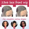 Imeya 13x6 Synthetic Hair 26 Inch Lace Front Wigs Long Natural Black Wavy Wig Glueless Body Wave Hair Pre Plucked for Black Women Daily Party Festival Cosplay 5 Lengths to Choose
