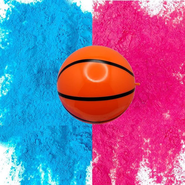 EpicGifts Basketball Gender Reveal Ball - Outdoor Basketball Pink and Blue Baby Theme Party Decorations - Boy or Girl Empty Ball with Powder Included