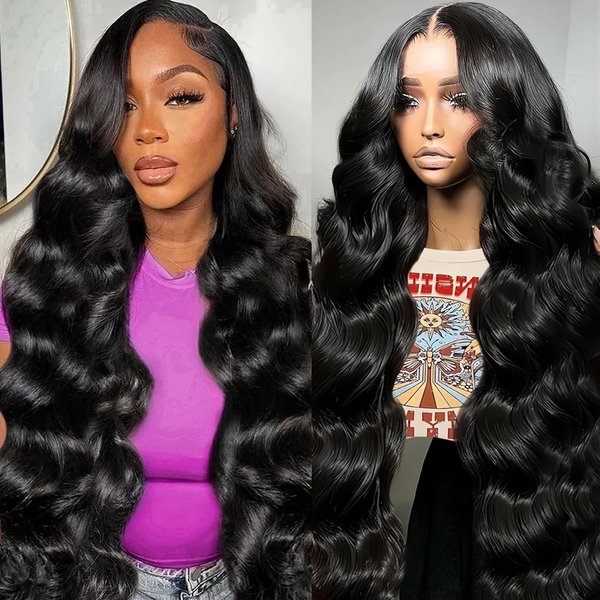 Body Wave Lace Front Wigs Human Hair-13x4 HD Transparent Lace Front Wigs Human Hair Pre Plucked with Baby Hair,9A Glueless Frontal Wigs Human Hair 150 Density Body Wave Wig For Black Women 24 Inch