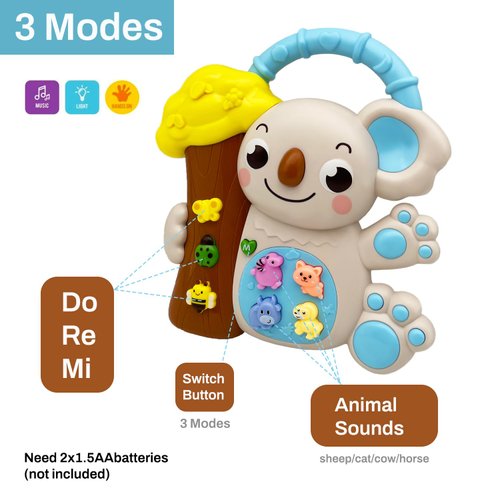 BFSHMYS Musical Toys for Toddlers 1-3, Lion Baby Piano Light Up Musical Toys 12-18 Months Baby Girl Toys, Toddler Early Education Birthday Baby Girl Gifts for 1 2 3 Years Old (Koala)