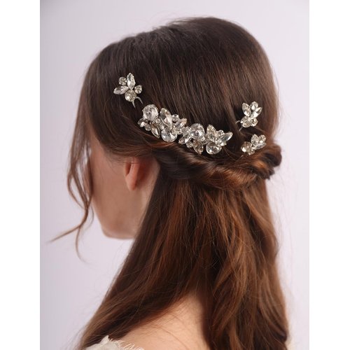 Teyglen Crystal Bride Wedding Hair Comb and Hair Pins Silver Rhinestone Hair Piece Bridal Hair Accessories for Women Handmade Crystal Headpiece