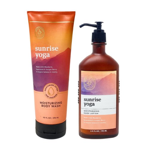 Bath & Body Works Aromatherapy Sunrise Yoga 2 Piece Bundle - Body Wash and Body Lotion - Full Size