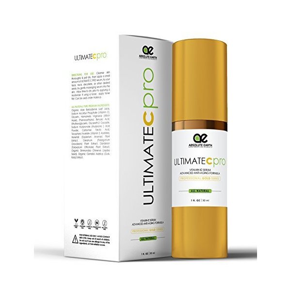 Vitamin C Serum,FOR PROFESSIONAL USE, Advanced Skincare Formula - Ferulic Acid Anti-Wrinkle Anti-Aging Vitamin C Serum with Hyaluronic Acid,Vitamin E by Absolute Earth, 1 fl. oz