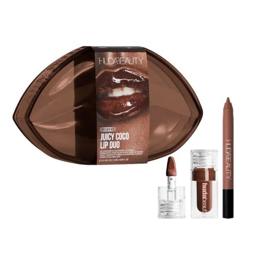 Huda Limited Edition Brown Kit Juicy Coco Lip Duo - Lip Pencil and Lip Gloss - Travel Size