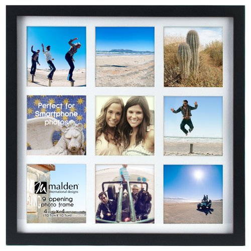 Malden International Designs 2182-944 Smartphone Collection Black Wood Collage Picture Frame,9 Option, 9-4x4, Black