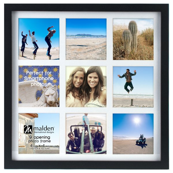 Malden International Designs 2182-944 Smartphone Collection Black Wood Collage Picture Frame,9 Option, 9-4x4, Black