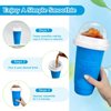 Slushy Maker Cup, DIY Magic Slushy Maker Squeeze Cup, Portable Smoothie Squeeze Cup for Juices, Milk and Ice Cream Make, Double Layers Silica Cup with Lid & Straw for Kids, Friends, Family (Blue)