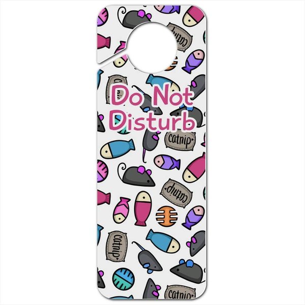 GRAPHICS & MORE Cat Toys Mouse Fish Catnip Pattern Plastic Door Knob Hanger Sign