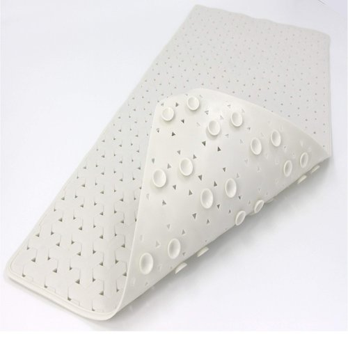 SAFELAND Patented Non-Slip Bath, Shower and Tub Mat, 30x15 Inch, TPR Material, Eco-Friendly, Non-PVC, Machine Washable, Extra-Soft, with Powerful Gripping Suction Cups, Tweed– White