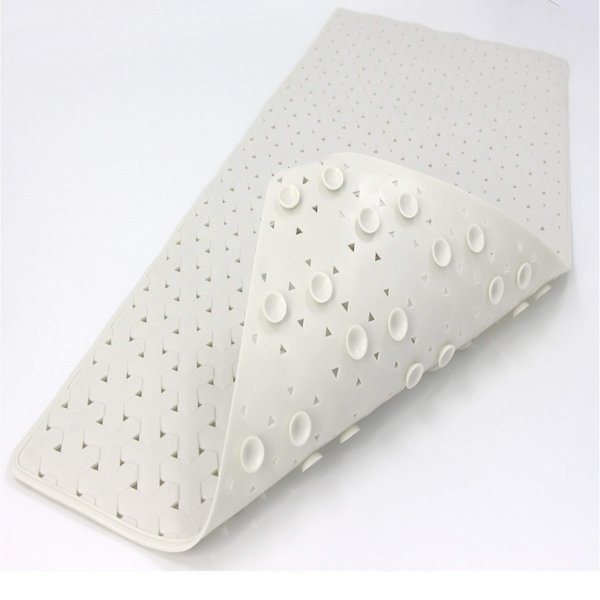 SAFELAND Patented Non-Slip Bath, Shower and Tub Mat, 30x15 Inch, TPR Material, Eco-Friendly, Non-PVC, Machine Washable, Extra-Soft, with Powerful Gripping Suction Cups, Tweed– White
