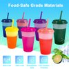 Patinao Color Changing Cups Tumblers with Lids & Straws for Kids - 7 Reusable Plastic Bulk Tumblers 12oz Cold Cup Tumbler Set for Kids