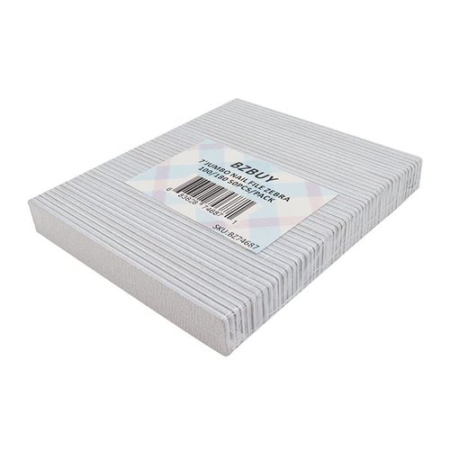 Bzbuy Jumbo Nail File 50 PCS Professional Double Sided 100/180 Grit Nail Files Emery Board Zebra Manicure Pedicure Tool and Nail Buffering Files