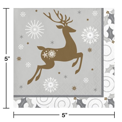 Creative Converting Opulent Reindeer Beverage Napkins, 5", Multi-color