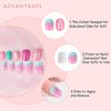 JANYUN 48 Pcs False Nail Stick on Nails Kids Full Cover Short False Nail Children Nails Gift for Kids Little Girls Nail Art Decoration
