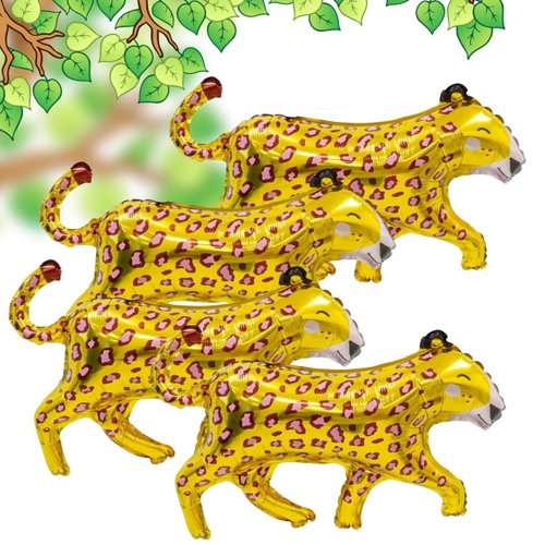 4PCS Gold Leopard Balloons Foil Cheetah Shaped Animal Balloons Jungle Theme Jungle Party Balloon Birthday Party Safari Zoo Jungle Theme Cheetah Balloon Leopard