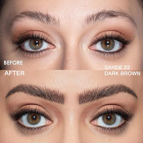 Eyebrow Pen - Eyebrow Pencil, Brow Pencil 2-in-1 Dual-Ended Microblading Eyebrow Pen with Micro-Fork-Tip and Precise Brush-Tip Create Natural Hair-Like Brows, Last All-Day, Dark Brown