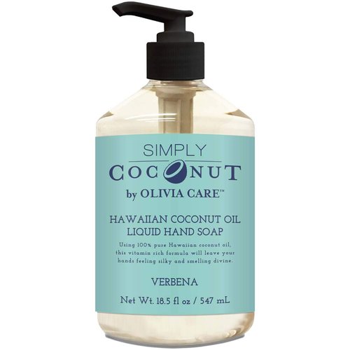 Olivia Care Liquid Hand Soap Verbena & Coconut. All Natural - Cleansing, Germ-Fighting, Moisturizing Hand Wash for Kitchen & Bathroom - Gentle, Mild & Natural Scented - 18.5 OZ