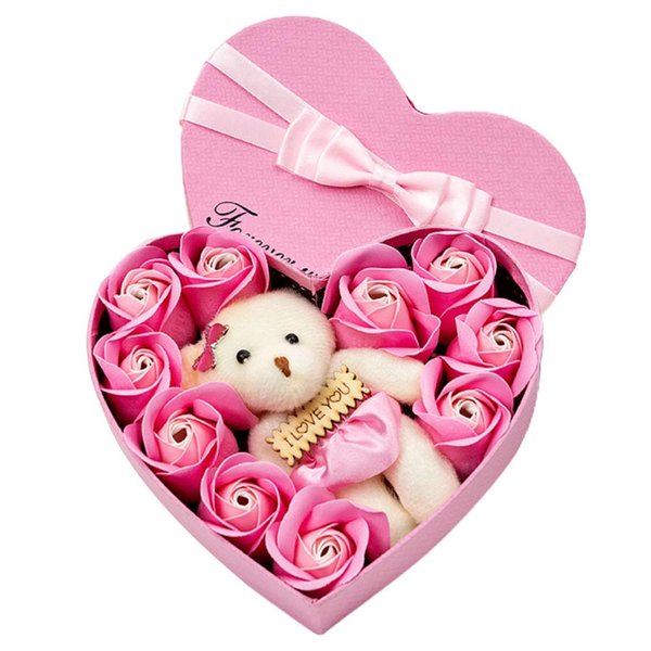 TOPINCN 10 Pcs Floral Scented Bath Soap Rose Flower Petals, Flower Soap Set in Gift Box for Mother Wife Girlfriends Lover, Rose Bouquet Festival Anniversary Birthday Wedding