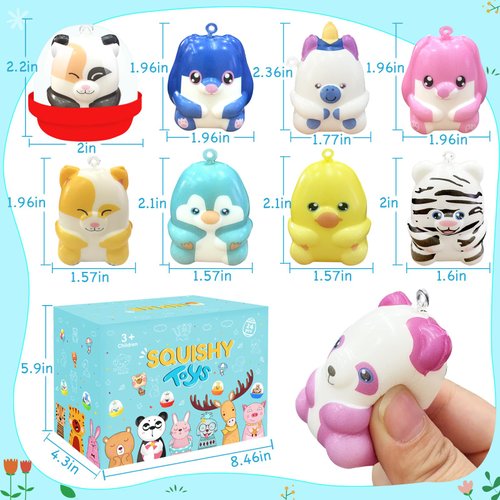 24 Pcs Party Favors Filled Squishy Toys Slow Rising Squishies Toys Easter Eggs Kawaii Animal Stress Relief Toys for Kids Boys Girls Birthday Easter Goody Bags Class Prizes Pinata Fillers