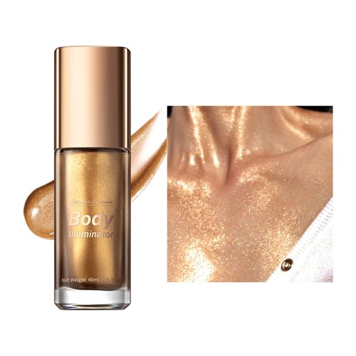 MAEPEOR Body Luminizer 5 Colors Smooth Subtle Shimmer Body Illuminator Moisturizing Long Lasting Summer Glow Illuminator For Face & Body (40ML, 04 Glistening Bronze)